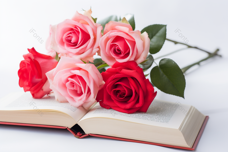 书本粉红玫瑰花简约清新文艺,高清,摄影图,摄影图片,图片大全,摄影图免费下载